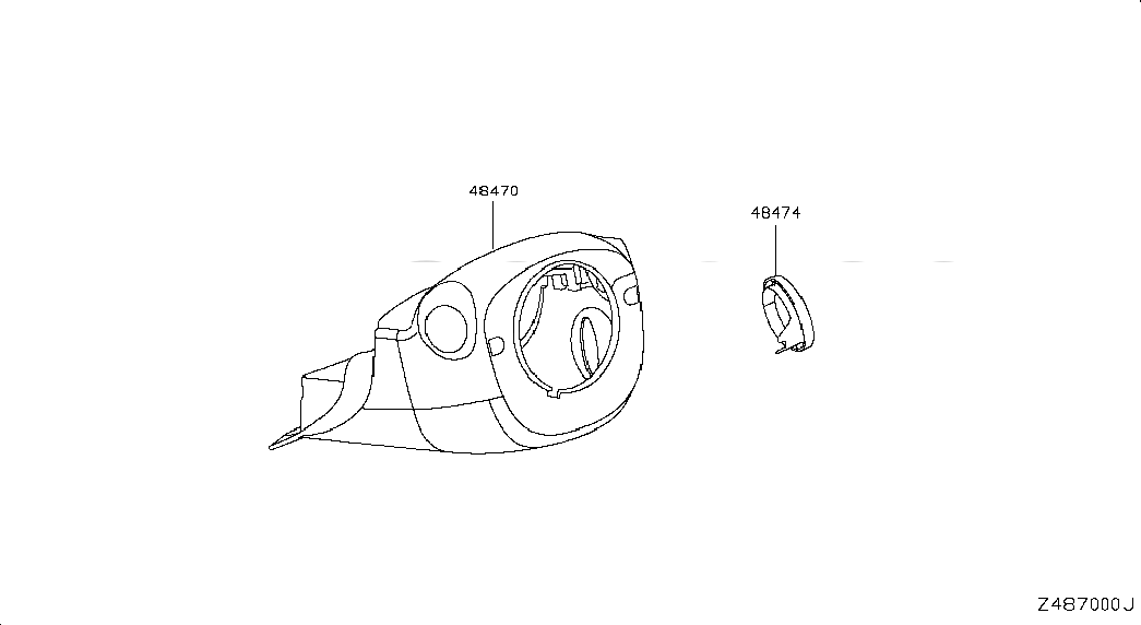COVER-STEERING LOCK, 484743NA0A, 主組: Steering, 子組: STEERING COLUMN SHELL COVER, 圖示位置: 48474