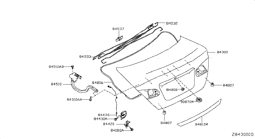 LID-TRUNK, <span>H43004AFAA, Main Group: Body(Side & Rear), Diagram: TRUNK LID & FITTING, Location Of Picture: 84300