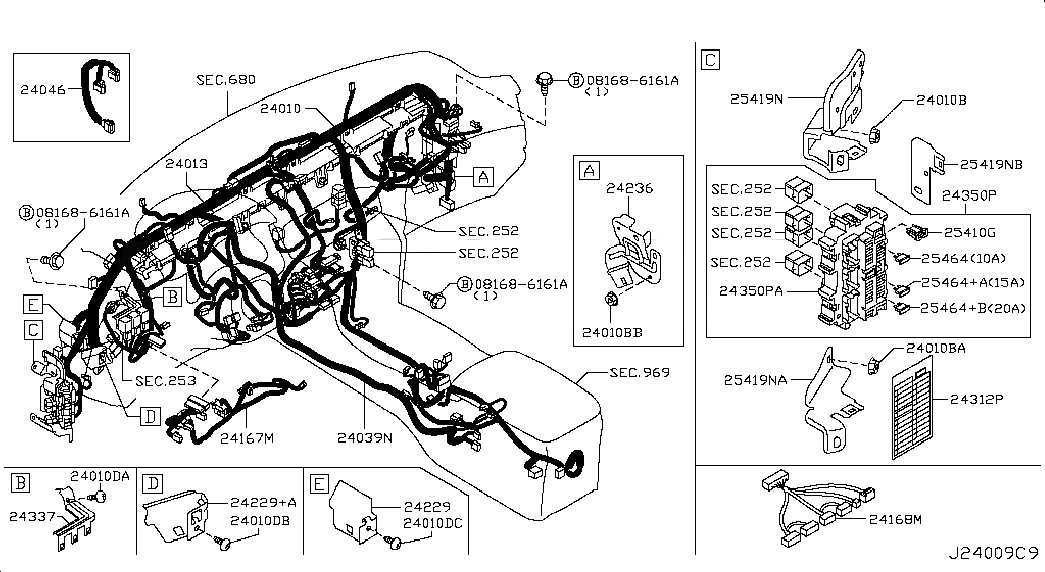 BLOCK ASSY-JUNCTION, 2435179903, 主組: Body Electrical, 子組: WIRING; MAIN HARN, 圖示位置: 24350PA
