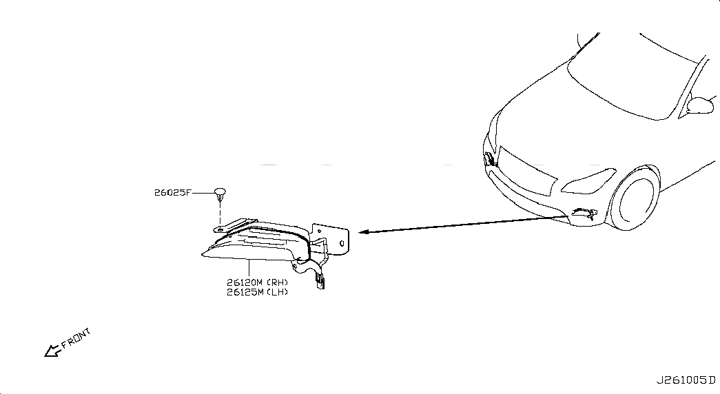 TURN SIGNAL LAMP ASSY-FRONT,LH, <span>261354AM0A, Main Group: Body Electrical, Diagram: FRONT COMBINATION LAMP, Location Of Picture: 26125M