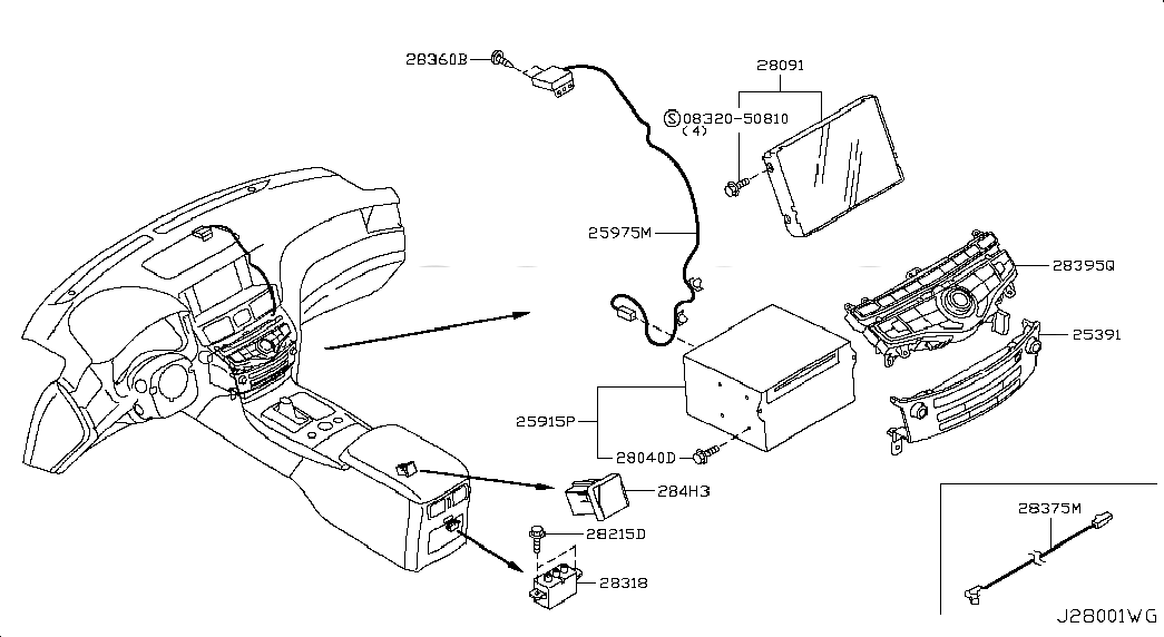 SWITCH ASSY-ITS & AUDIO, 283951ML3B, 主組: Body Electrical, 子組: AUDIO & VISUAL; AUDIO UNIT, 圖示位置: 28395Q