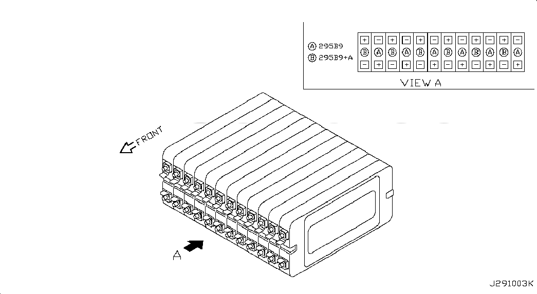 BATTERY MODULE-LITHIUM ION, 295B94GA0B, 主組: Body Electrical, 子組: ELECTRIC VEHICLE BATTERY; BATTERY, 圖示位置: 295B9+A