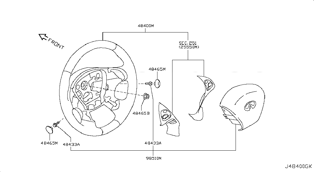 MODULE ASSY-AIR BAG,DRIVER, <span>K85101MA0A, Main Group: Steering, Diagram: STEERING WHEEL, Location Of Picture: 98510M