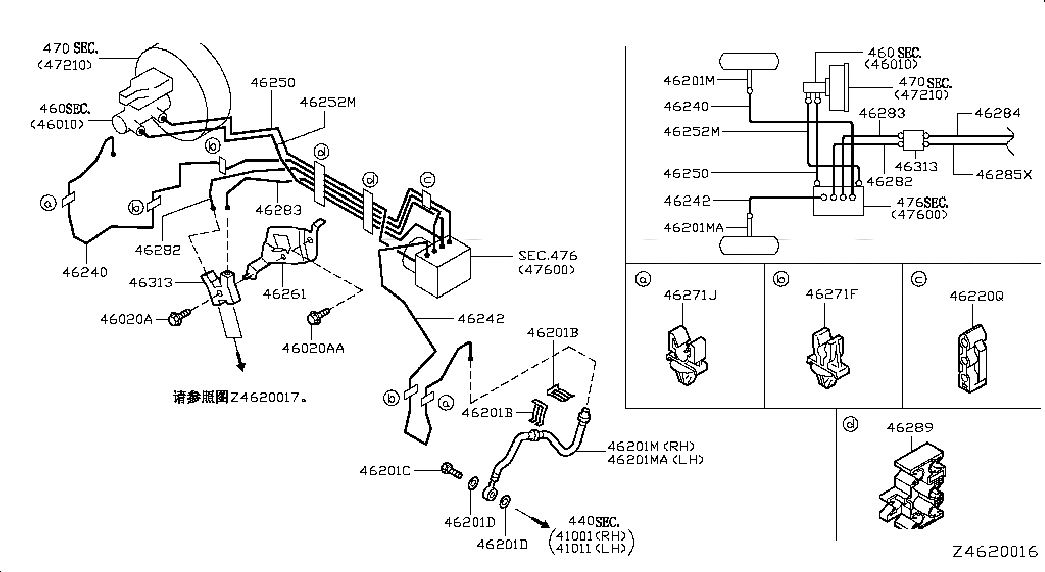 HOSE ASSY-BRAKE,FRONT, <span>46210ED50B, Main Group: Brake, Diagram: BRAKE PIPING & CONTROL; PIPING, Location Of Picture: 46201MA