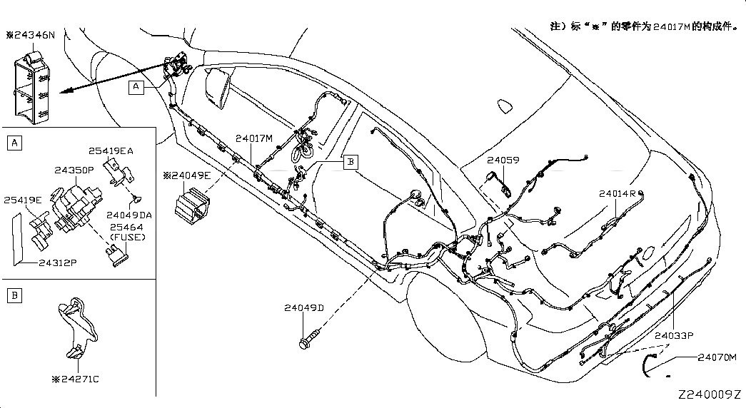 BLOCK ASSY-JUNCTION, 243503TS0C, 主組: Body Electrical, 子組: WIRING; BODY HARN (RH), 圖示位置: 24350P