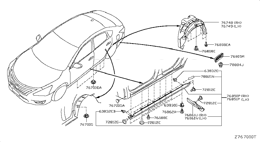 PROTECTOR-BODY SIDE SILL,RH, <span>G68503TS0A, Main Group: Body(Side & Rear), Diagram: BODY SIDE FITTING; MAIN, Location Of Picture: 76850P