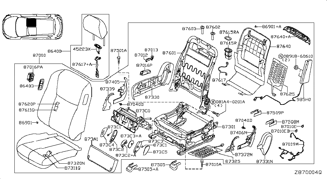 FRAME ASSY-BACK,FRONT SEAT RH, <span>876013GH1A, Main Group: Seat & Seat Belt, Diagram: FRONT SEAT; RH SEAT, Location Of Picture: 87601