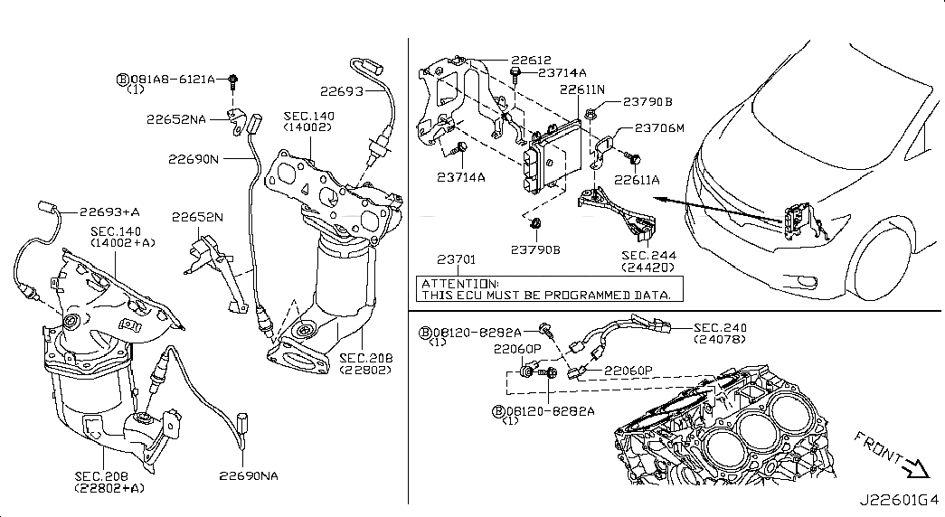 ROM-DATA ID,ID NO FOR PROGRAMMING ECM, 237013WS5A, 主組: Engine Electrical, 子組: ENGINE CONTROL MODULE, 圖示位置: 23701