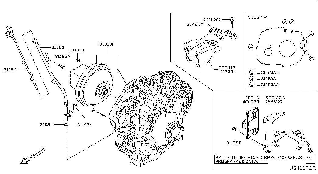 HARDWARE UNIT-TRANSMISSION CONTROL, 310F61PV0A, 主組: Power Train, 子組: AUTO TRANSMISSION,TRANSAXLE & FITTING; ASSEMBLY & FITTING PARTS, 圖示位置: 310F6