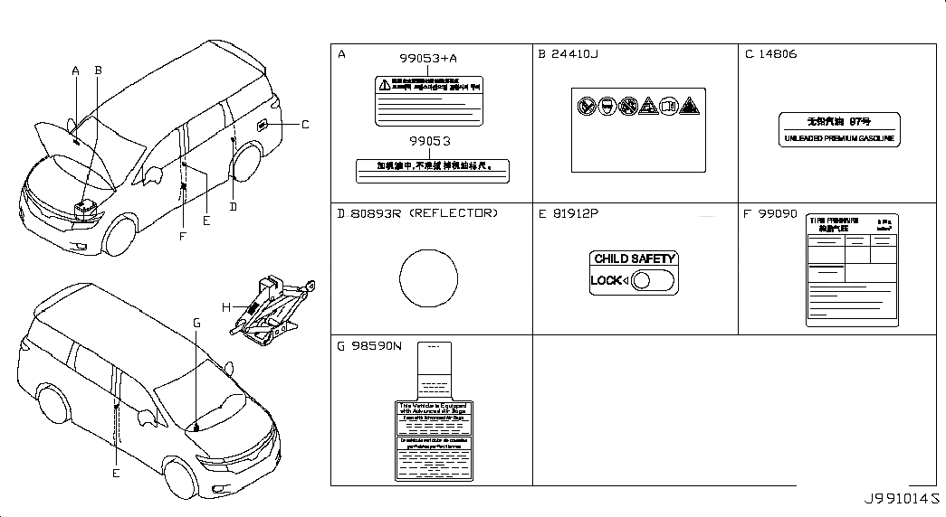 LABEL-CAUTION,UNLEADED FUEL ONLY, <span>148061LZ0A, Main Group: Miscellaneous, Diagram: CAUTION PLATE & LABEL, Location Of Picture: 14806
