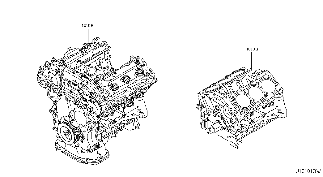 ENGINE ASSY-BARE, 101024GAAF, 主組: Engine Mechanical, 子組: BARE & SHORT ENGINE, 圖示位置: 10102