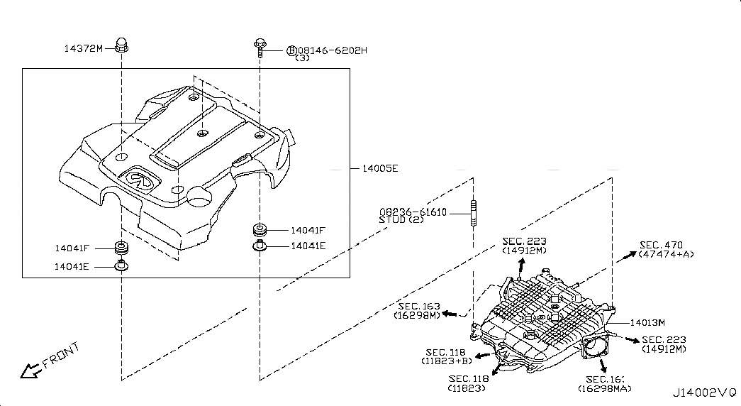 COLLECTOR-INTAKE MANIFOLD, 14010EY02A, 主組: Engine Mechanical, 子組: MANIFOLD; ENGINE COVER PARTS, 圖示位置: 14013M