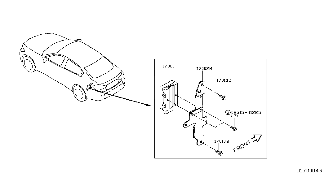 BRACKET-FUEL PUMP CONTROL MODULATOR, 170024GB0A, 主組: Fuel & Engine Control, 子組: FUEL PUMP; FPCM, 圖示位置: 17002M