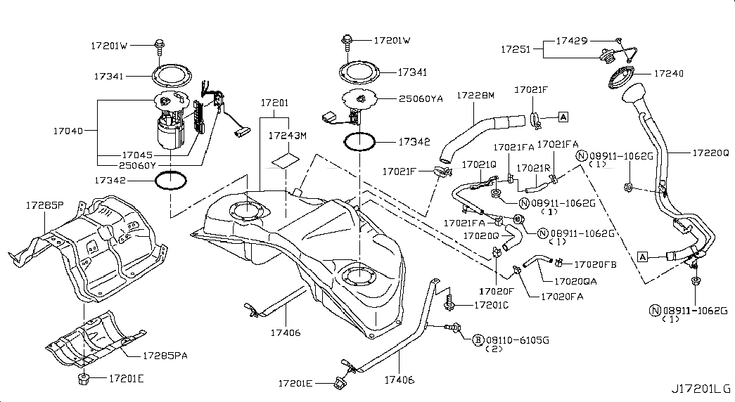 HOSE-FILLER, <span>172283EV0A, Main Group: Fuel & Engine Control, Diagram: FUEL TANK, Location Of Picture: 17228M