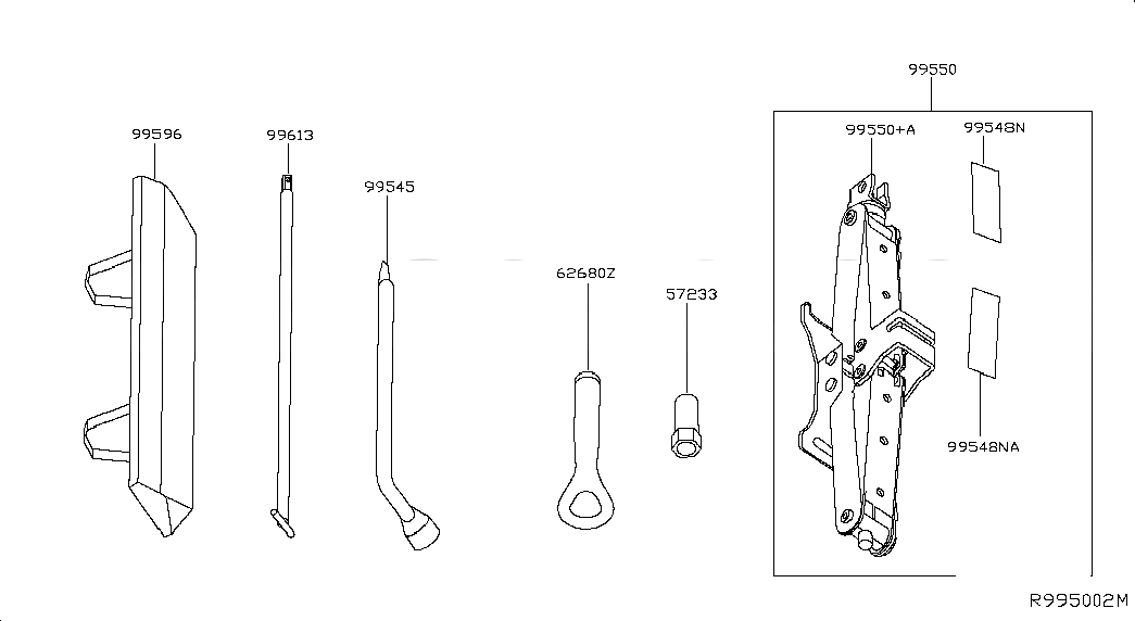 LABEL-CAUTION,TOOL, 995553KT1A, 主組: Miscellaneous, 子組: TOOL KIT & MAINTENANCE MANUAL, 圖示位置: 99548N