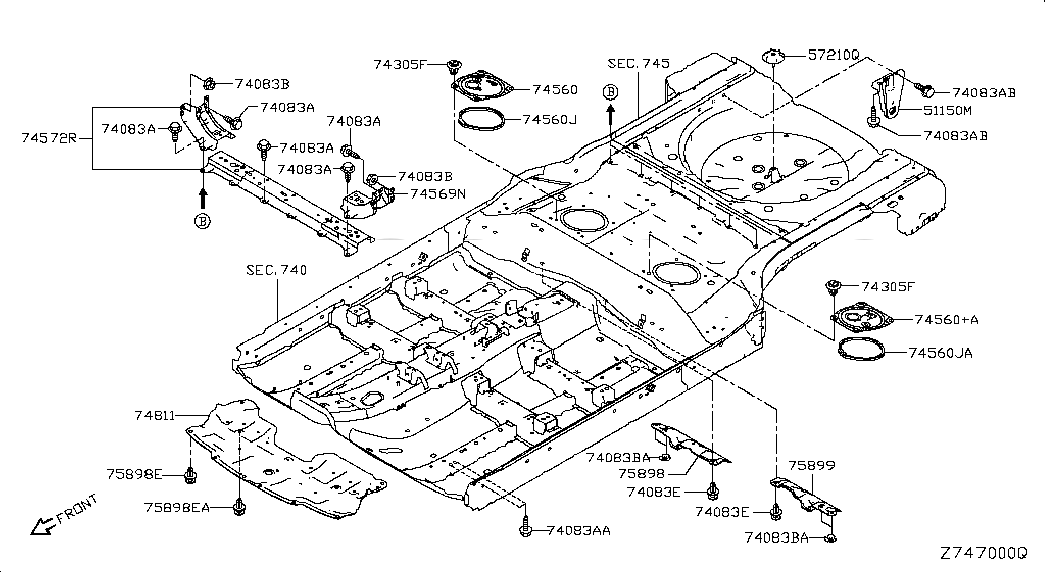 COVER-UNDER,ENGINE, <span>758924CL0A, Main Group: Body(Front,roof & Floor), Diagram: FLOOR FITTING, Location Of Picture: 74811