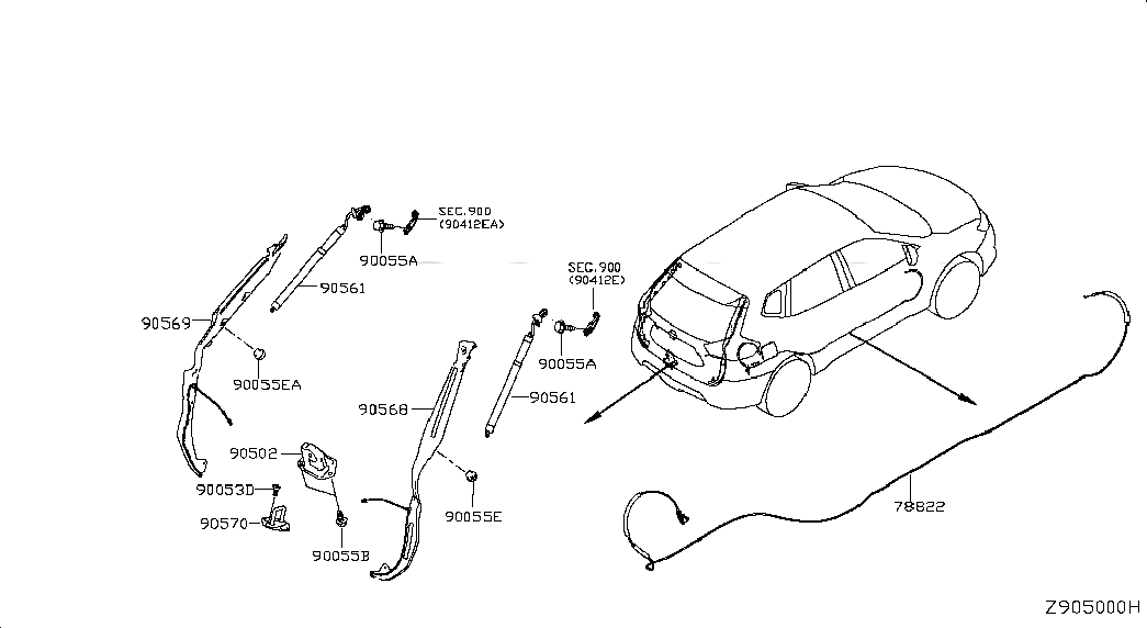 SENSOR-TOUCH,POWER BACK DOOR RH, 905684BA1A, 主組: Body(Back Door & Rear Body), 子組: BACK DOOR LOCK & HANDLE, 圖示位置: 90568
