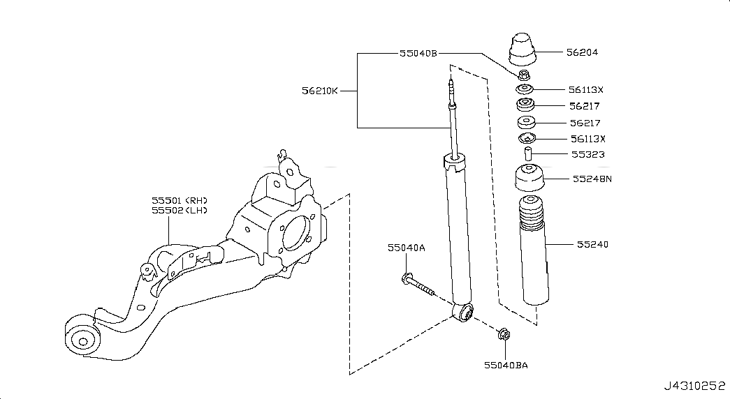 TUBE-DISTANCE,SHOCK ABSORBER MOUNTING, <span>553231KA0A, Main Group: Axle & Suspension, Diagram: REAR SUSPENSION; ABSORBER, Location Of Picture: 55323