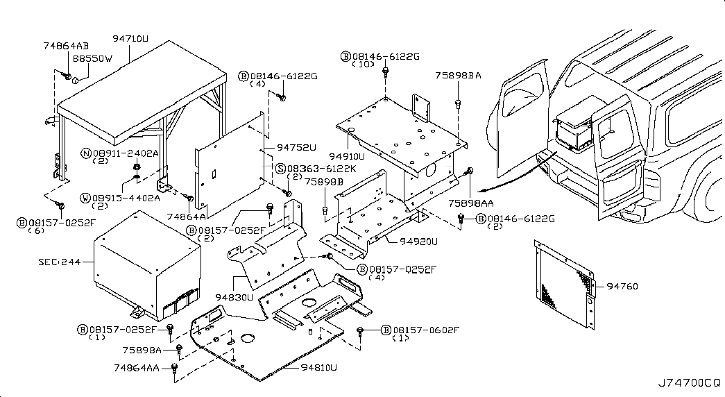 SCREW_MACHINE, <span>083636122K, Main Group: Body(Front,roof & Floor), Diagram: FLOOR FITTING; F/ALGERIAN ARMY, Location Of Picture: 083636122K