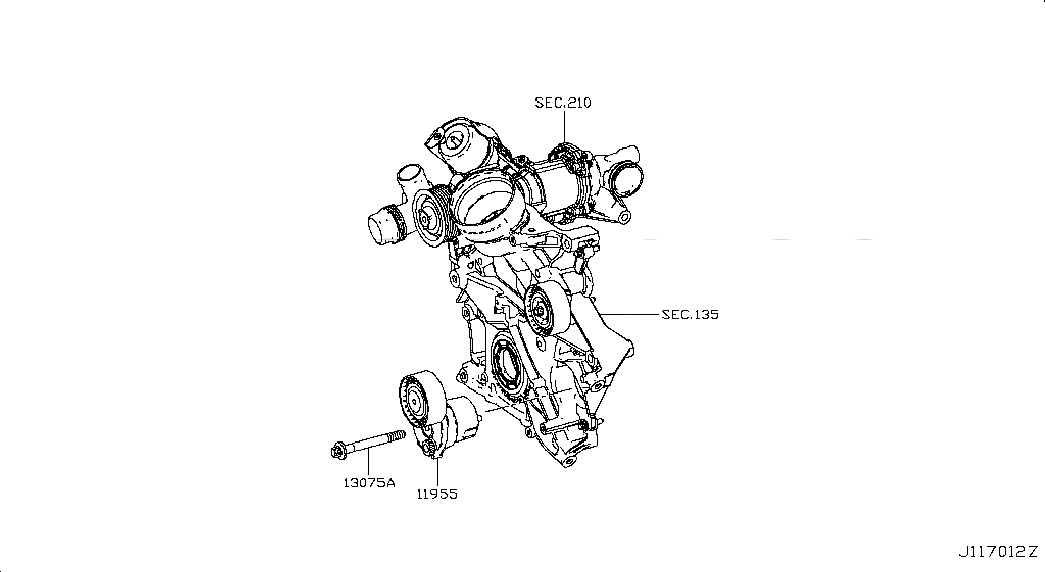 BOLT, <span>13075HG00A, Main Group: Engine Mechanical, Diagram: FAN,COMPRESSOR & POWER STEERING BELT; BELT TENSIONER, Location Of Picture: 13075A