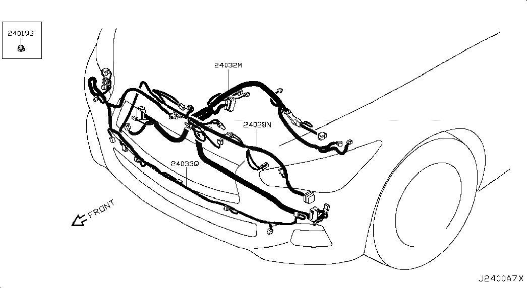 HARNESS-SUB,FRONT BUMPER, <span>240332V70C, Main Group: Body Electrical, Diagram: WIRING; POWER STRG HARN, Location Of Picture: 24033Q