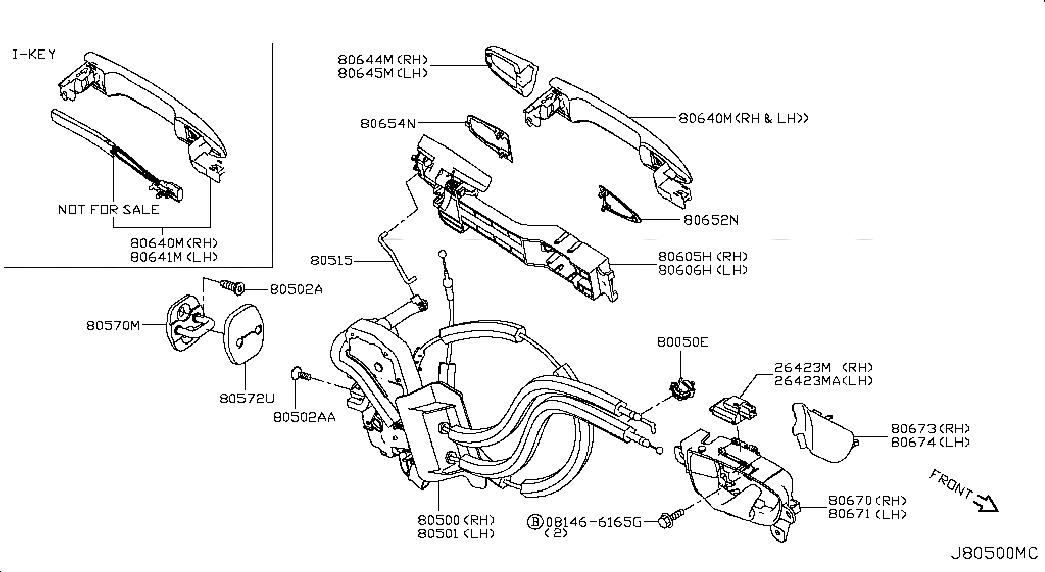 GRIP-OUTSIDE HANDLE,RH, <span>806404GA7A, Main Group: Body(Side & Rear), Diagram: FRONT DOOR LOCK & HANDLE, Location Of Picture: 80640M