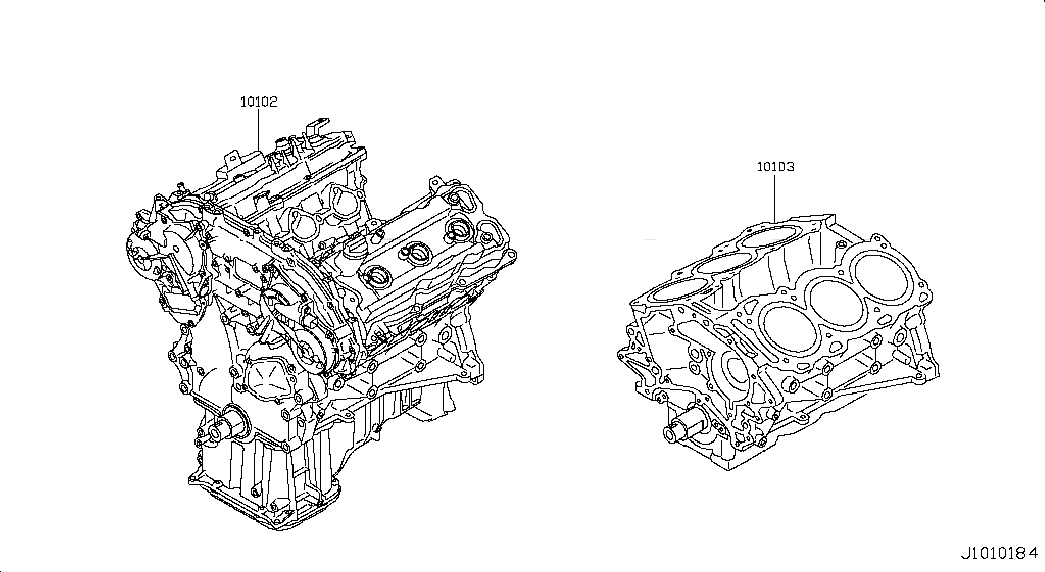 ENGINE ASSY-BARE, 101021NFAH, 主組: Engine Mechanical, 子組: BARE & SHORT ENGINE, 圖示位置: 10102