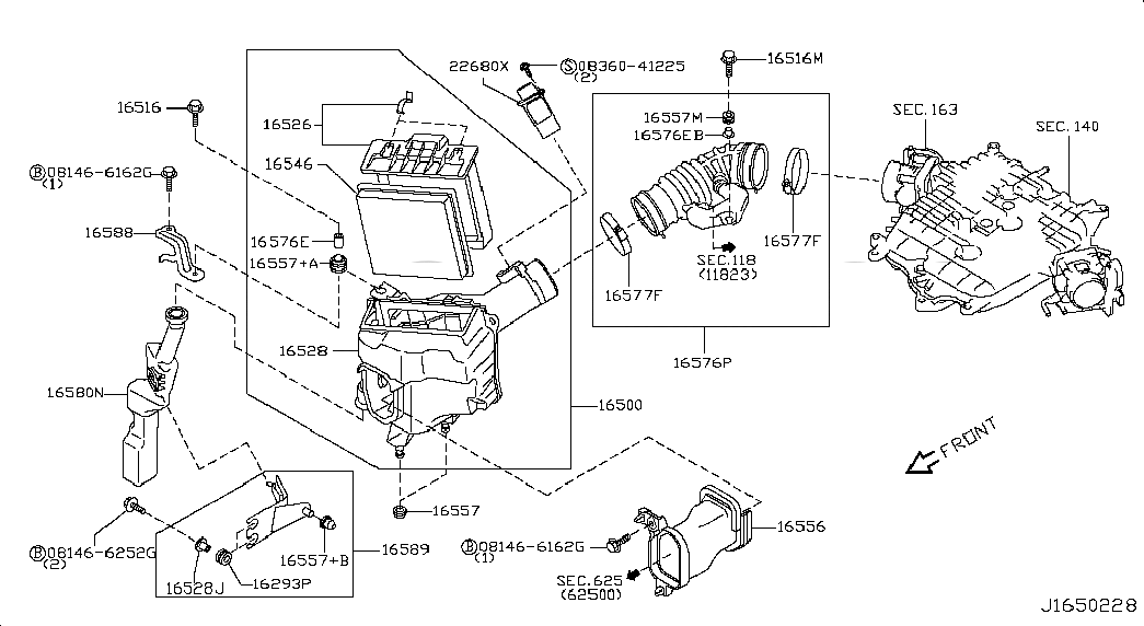 BRACKET-RESONATOR, 165881BA0A, 主組: Fuel & Engine Control, 子組: AIR CLEANER; RH, 圖示位置: 16588
