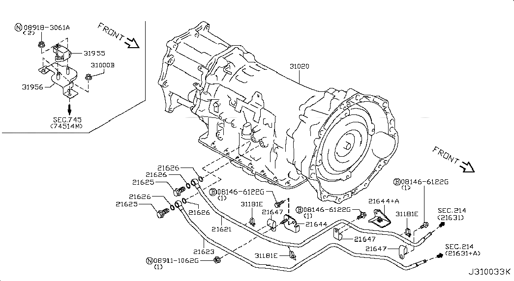 BRACKET-INCLINE SENSER, 319561BN0A, 主組: Power Train, 子組: AUTO TRANSMISSION,TRANSAXLE & FITTING; OIL COOLER TUBE PARTS, 圖示位置: 31956