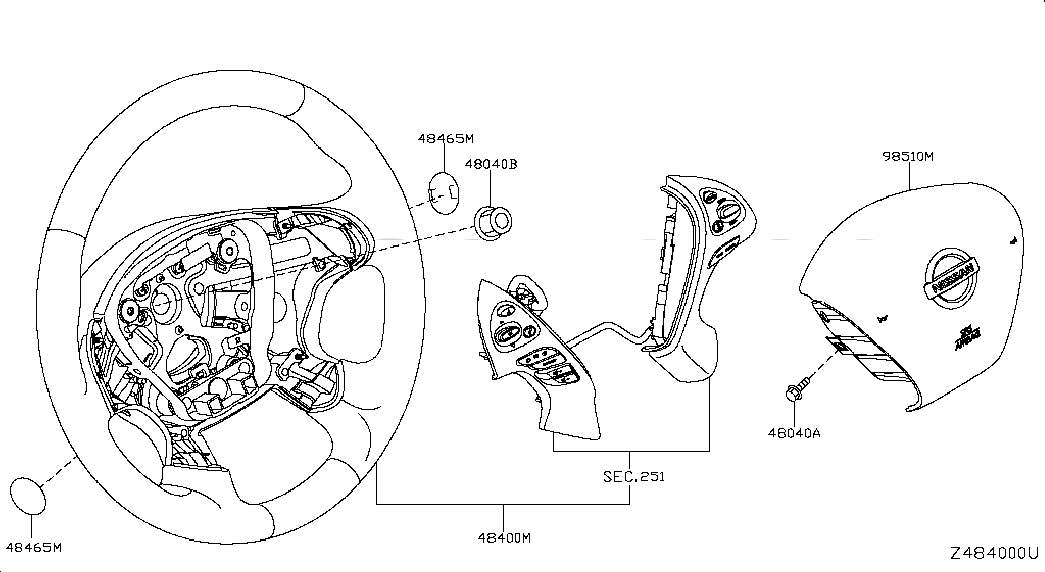 MODULE ASSY-AIR BAG,DRIVER, <span>K851M5AZ0B, Main Group: Steering, Diagram: STEERING WHEEL, Location Of Picture: 98510M