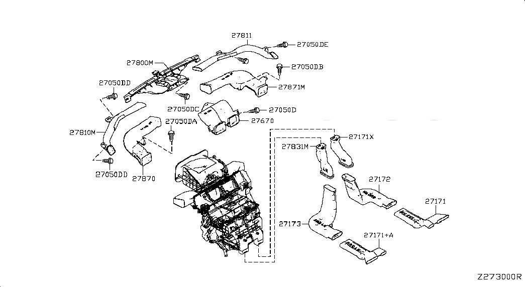 NOZZLE-SIDE DEFROSTER DRIVER, <span>278105MA0A, Main Group: Body Electrical, Diagram: NOZZLE & DUCT, Location Of Picture: 27810M