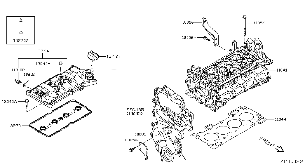 COVER ASSY-VALVE ROCKER, <span>132644BB0A, Main Group: Engine Mechanical, Diagram: CYLINDER HEAD & ROCKER COVER; ASSEMBLY, Location Of Picture: 13264