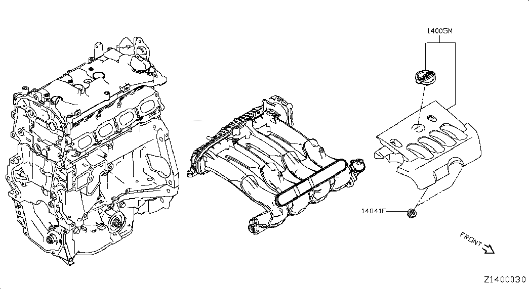 COVER-INTAKE MANIFOLD COLLECTOR, 140414BB0A, 主組: Engine Mechanical, 子組: MANIFOLD; ENGINE COVER PARTS, 圖示位置: 14005M