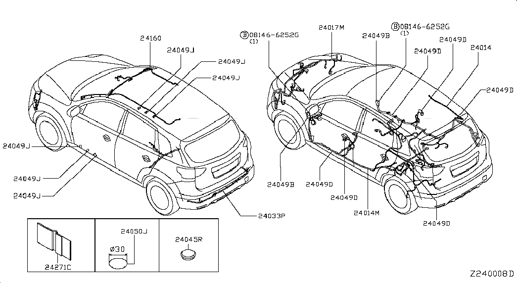 HARNESS-BODY, 24014DF30A, 主組: Body Electrical, 子組: WIRING; BODY HARN, 圖示位置: 24014