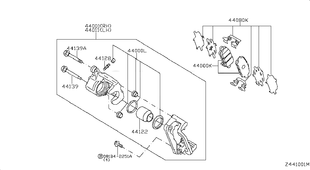 CALIPER ASSY-REAR LH,W/O PAD & SHIM, <span>440113DN1A, Main Group: Brake, Diagram: REAR BRAKE; DISC BRAKE, Location Of Picture: 44011