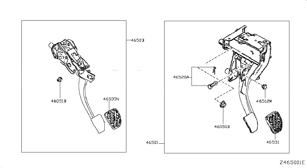 PEDAL ASSY-CLUTCH W/BRACKET, 465035MA0A, 主組: Brake, 子組: BRAKE & CLUTCH PEDAL, 圖示位置: 46503