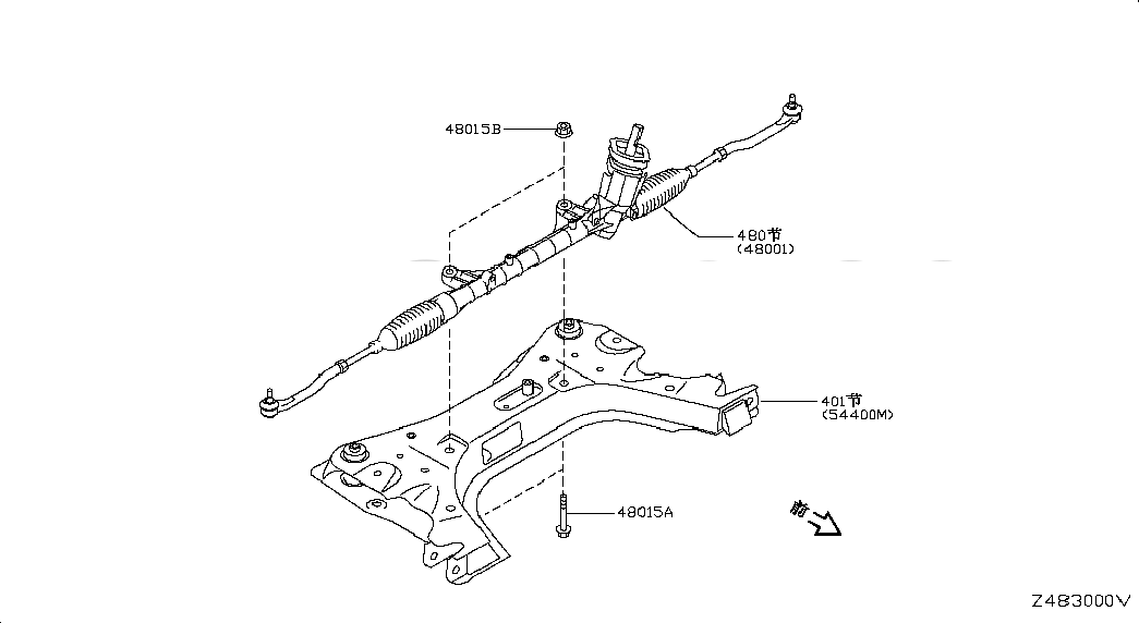 BOLT, <span>54418AX00B, Main Group: Steering, Diagram: STEERING GEAR MOUNTING, Location Of Picture: 48015A