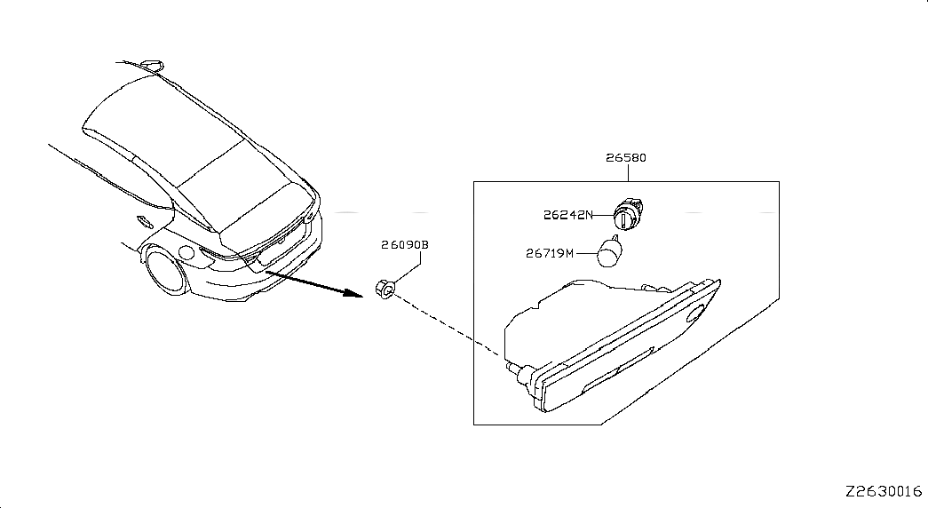 SOCKET ASSY-REAR FOG LAMP, <span>26260ED500, Main Group: Body Electrical, Diagram: FOG,DAYTIME RUNNING & DRIVING LAMP; RR FOG, Location Of Picture: 26242N