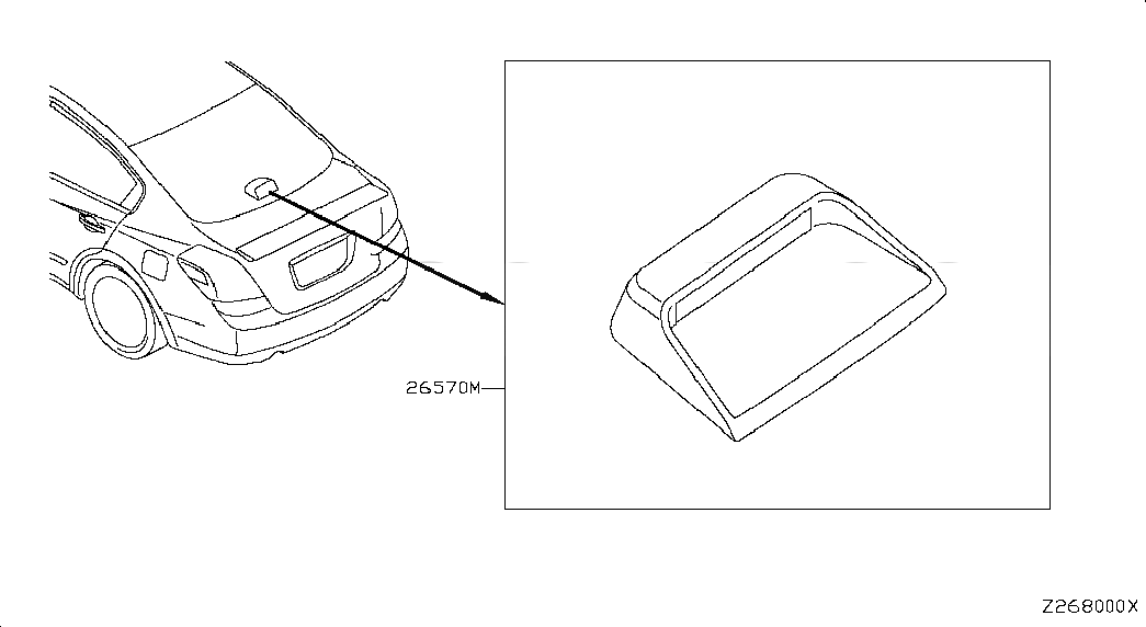 STOP LAMP ASSY-HIGH MOUNTING, 265904RA0A, 主組: Body Electrical, 子組: HIGH MOUNTING STOP LAMP, 圖示位置: 26570M