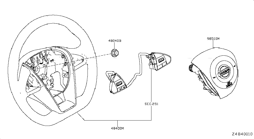 MODULE ASSY-AIR BAG,DRIVER, <span>K851M4RK0A, Main Group: Steering, Diagram: STEERING WHEEL, Location Of Picture: 98510M