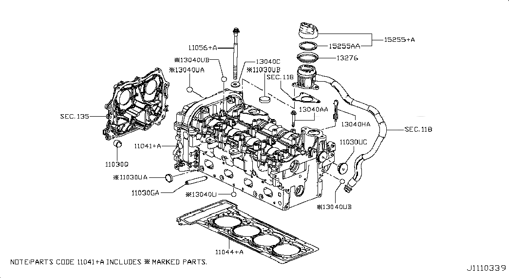 HEAD ASSY-CYLINDER, <span>11041HG03D, Main Group: Engine Mechanical, Diagram: CYLINDER HEAD & ROCKER COVER; COMPONENT PARTS-1, Location Of Picture: 11041+A