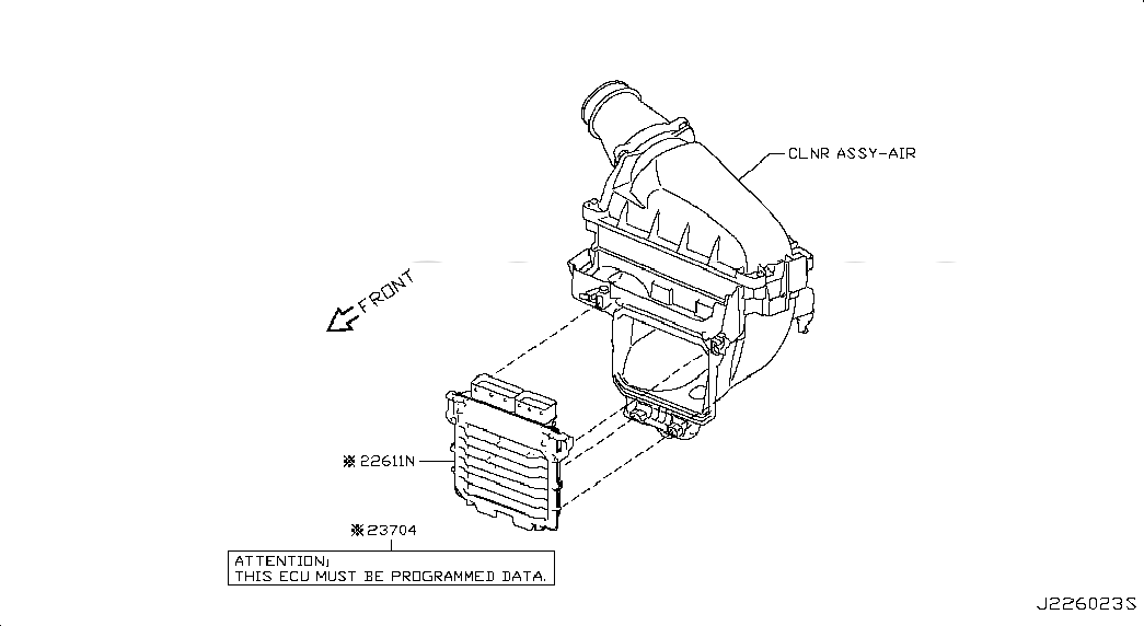 ROM-DATA ID,ID NO FOR PROGRAMMING ECM, 237045DD0C, 主組: Engine Electrical, 子組: ENGINE CONTROL MODULE; ECM, 圖示位置: 23704