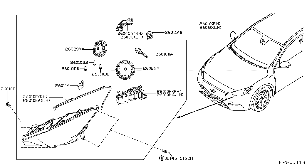 BULB, <span>262618999B, Main Group: Body Electrical, Diagram: HEADLAMP; HALOGEN, Location Of Picture: 26011A