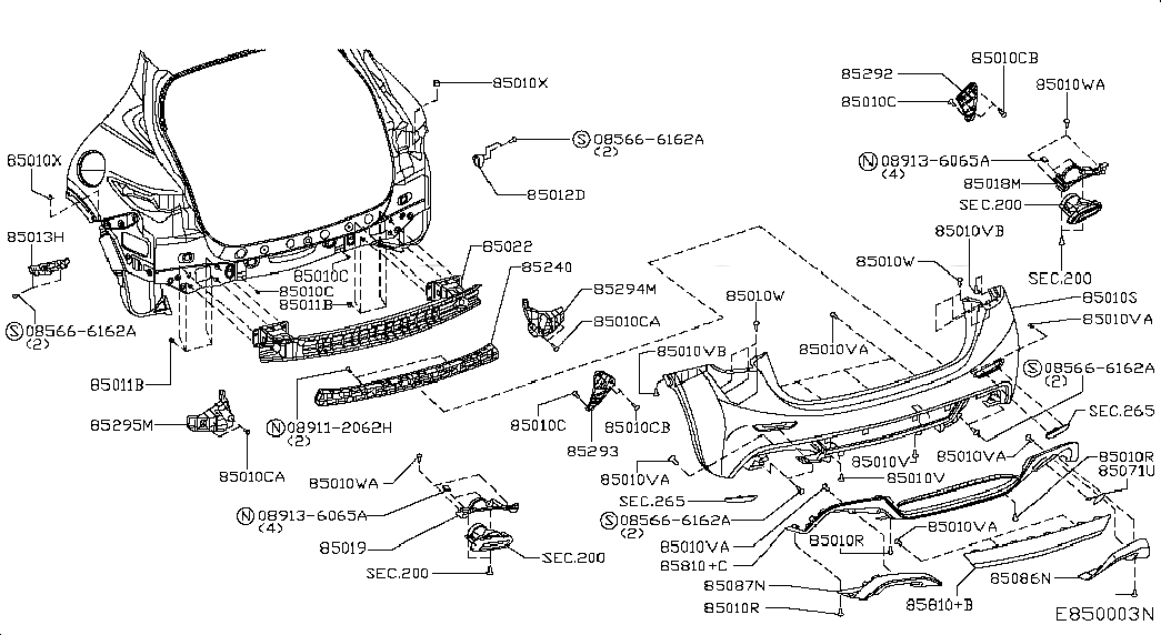 NUT-U, 089136065A, 主組: Body(Side & Rear), 子組: REAR BUMPER; RR BMPR SPORTS, 圖示位置: 089136065A