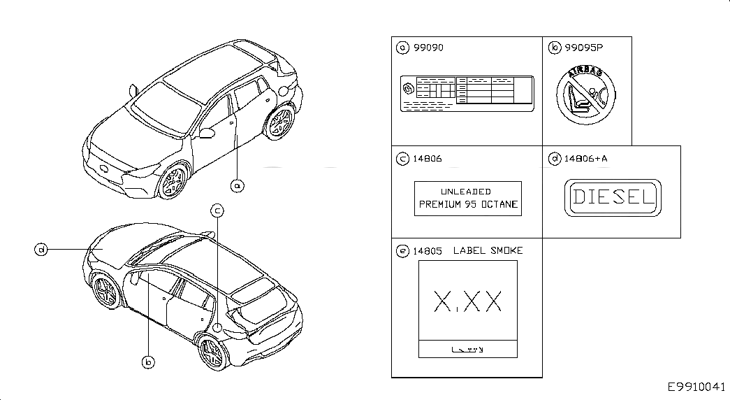 LABEL-CAUTION,UNLEADED FUEL ONLY, <span>148069W200, Main Group: Miscellaneous, Diagram: CAUTION PLATE & LABEL; LABELS, Location Of Picture: 14806