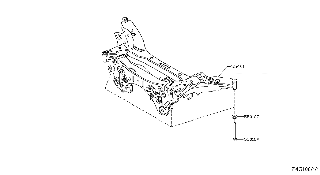 MEMBER ASSY-REAR SUSPENSION, <span>554012FL0B, Main Group: Axle & Suspension, Diagram: REAR SUSPENSION; MEMBER 1, Location Of Picture: 55401